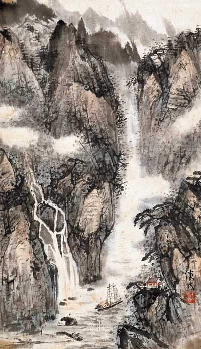 周怀民 峡江帆影 镜心